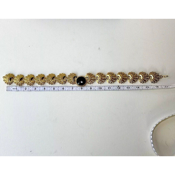 80s Statement Collar Necklace Gold Tone Black Fashion Jewelry Holiday Cosplay - Picture 6 of 6